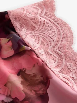 B by Ted Baker Pyjamas en jersey de satin rose fleuri Clearance