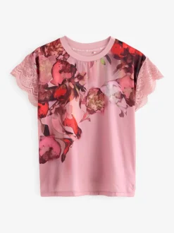 B by Ted Baker Pyjamas en jersey de satin rose fleuri Clearance