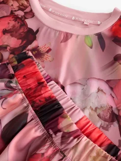 B by Ted Baker Pyjamas en jersey de satin rose fleuri Clearance