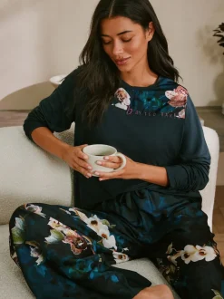 B by Ted Baker Pyjamas en jersey de satin fleuri bleu canard Outlet