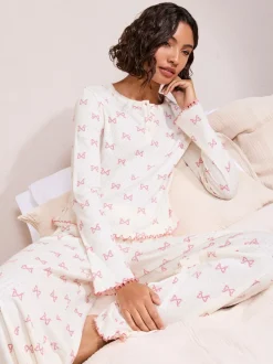 Friends Like These Pyjamas nœud en pointelle jambes larges Online