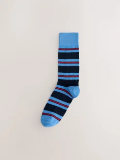 Next - Paquet de chaussettes à motifs 8 Rayé bleu/rouge/marron Best