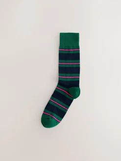 Next - Paquet de chaussettes à motifs 8 Rayé bleu/rouge/marron Best