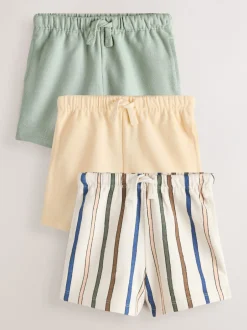 Next Rayé pastel Jaune et pastel sauge Vert - Lot de 3 shorts texturés (3mois à7ans) Hot