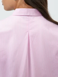 Next - Chemise extensible ajustée Essential à manches longues Rayé rose/blanc Hot