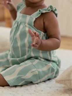 Next Rayé vert sauge - Barboteuse longue en jersey pour bébé (0mois3ans) Sale