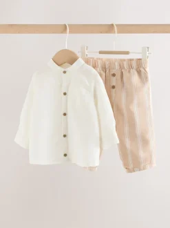 Next Rayure blanche/orange - Ensemble chemise et pantalon bébé (0mois-3ans) Clearance