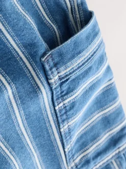 Next Rayure bleu moyen - Ample Cargos à tirer 100% Cotton Jeans (3mths-7yrs) Hot