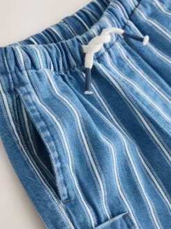 Next Rayure bleu moyen - Ample Cargos à tirer 100% Cotton Jeans (3mths-7yrs) Hot