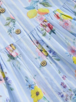 Next Rayure bleue/blanche fleurie - Robe en coton à manches courtes (3mois8ans) Sale