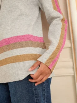 Love & Roses Rayure grise multicolore en lurex - Sweat à capuche Rayure métallisé Sale