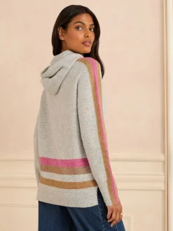 Love & Roses Rayure grise multicolore en lurex - Sweat à capuche Rayure métallisé Sale