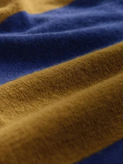 Next Rayure marron/bleu camel - 100% laine N.Premium Polo Pull Discount