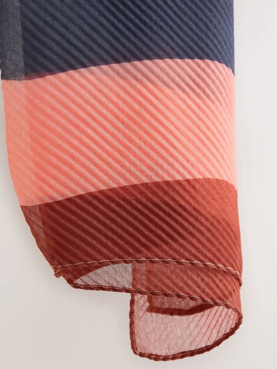 Next - Foulard plissé léger Rayure orange vif Hot