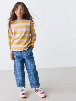 Next Rayure Violet/ocre - Haut texturé à manches longues (3-16ans)