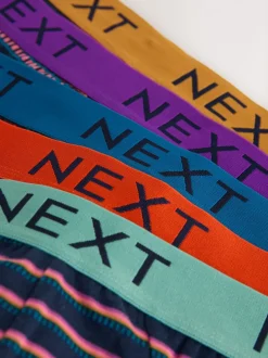 Next Rayures à pois bordeaux bleu marine - Lot de 5 - Slips riches en coton