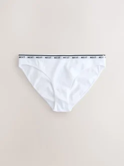 Next Rayures bleu marine/chocolat - Lot de 7 culottes à logo en coton Échancrure haute New