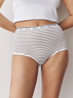 Next Rayures bleu marine/chocolat - Lot de 7 culottes à logo en coton Slip gainant Best