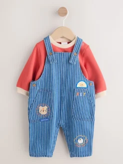Next Rayures Character brillantes - Ensemble salopette et body en jean bébé (0 mois-2 ans)
