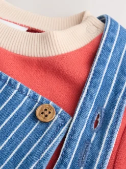 Next Rayures Character brillantes - Ensemble salopette et body en jean bébé (0 mois-2 ans)