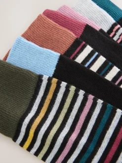 Next - Lot de 7 - Chaussettes riches en coton pour homme Rayures noires