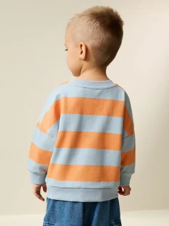 Next - Sweat imprimé All-over Col rond (3mois -7ans) Rayures orange et bleue New