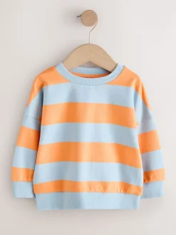 Next - Sweat imprimé All-over Col rond (3mois -7ans) Rayures orange et bleue New