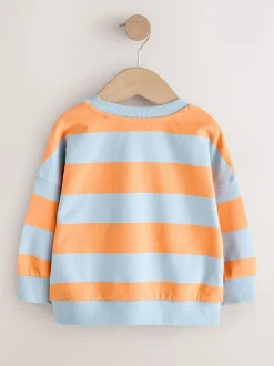 Next - Sweat imprimé All-over Col rond (3mois -7ans) Rayures orange et bleue New