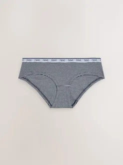 Next Rayures roses et bleues - Lot de 4 culottes à logo en coton Court Discount