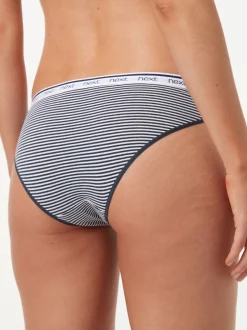 Next Rayures roses et bleues - Lot de 4 culottes à logo en coton Bikini Discount