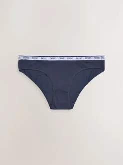 Next Rayures roses et bleues - Lot de 4 culottes à logo en coton Bikini Discount