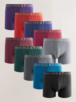 Next - Lot de 10 - Boxers avec ouverture sur le devant Rich bleu marine/violet/orange