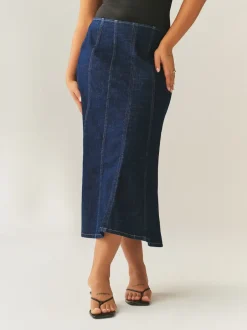 Next Rinçant denim - Jupe mi-longue cousue complète Hourglass Sale