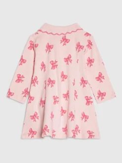 River Island Robe côtelée à manches longues et col nœud Clearance