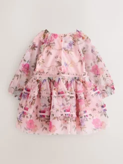 Baker by Ted Baker Robe à nœud à manches longues en maille fleurie