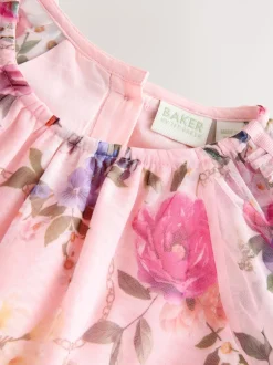 Baker by Ted Baker Robe à nœud à manches longues en maille fleurie
