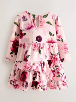 Baker by Ted Baker Robe rose en jersey à ourlet à volants fleuri Sale