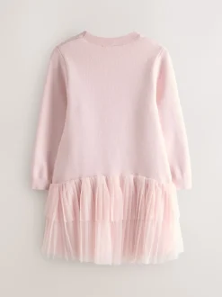 Baker by Ted Baker Robe rose en maille à ourlet en tulle Best