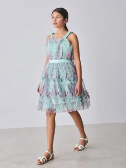 Baker by Ted Baker Robe verte en maille froissée à volants avec nœud dans le dos Best