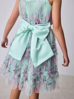 Baker by Ted Baker Robe verte en maille froissée à volants avec nœud dans le dos Best