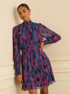 Love & Roses Robe courte à col montant imprimé abstrait Hot