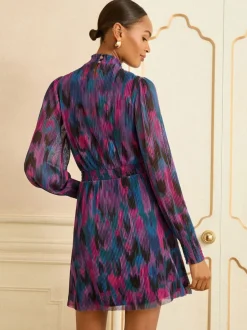 Love & Roses Robe courte à col montant imprimé abstrait Hot