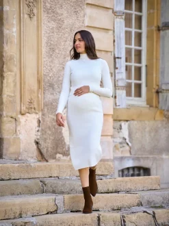 Seraphine Robe d'allaitement Maternité Premium en maille côtelée