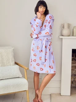 Chelsea Peers Robe de chambre en polaire à imprimé cœur Clearance
