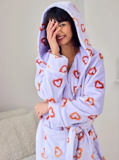 Chelsea Peers Robe de chambre en polaire à imprimé cœur Clearance