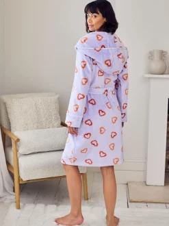 Chelsea Peers Robe de chambre en polaire à imprimé cœur Clearance