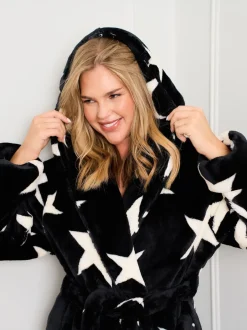 Jim Jam the Label Robe de chambre noire à imprimé étoile Best