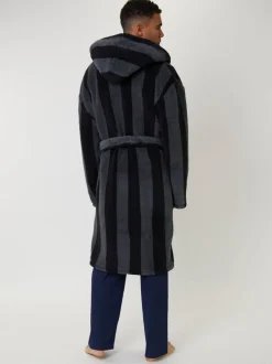 Loungeable Robe de chambre à rayures sherpa à capuche Online