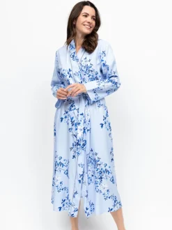Nora Rose Robe de chambre à imprimé fleuri avec manches longues et empiècement en dentelle Discount