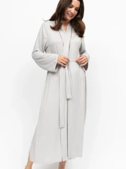 Nora Rose Robe de chambre en jersey à manches longues avec empiècement en dentelle Clearance